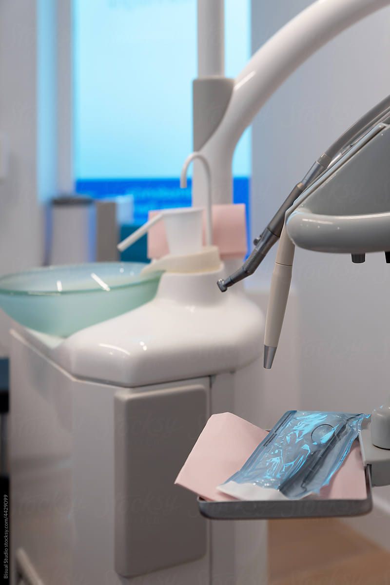 Sterile dental equipment and sink in clinic