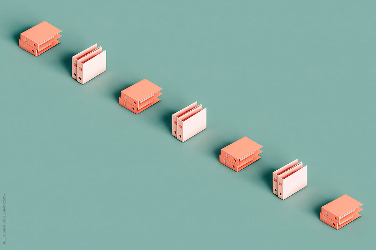 data storage cocnept. pink office folders