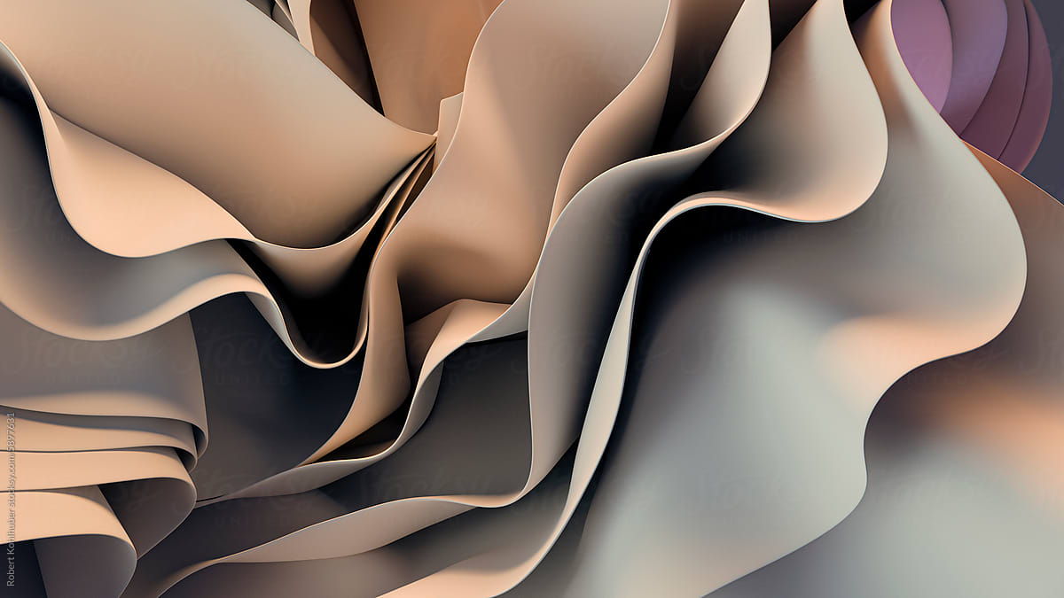 3D render of an abstract pastel wavy cloth