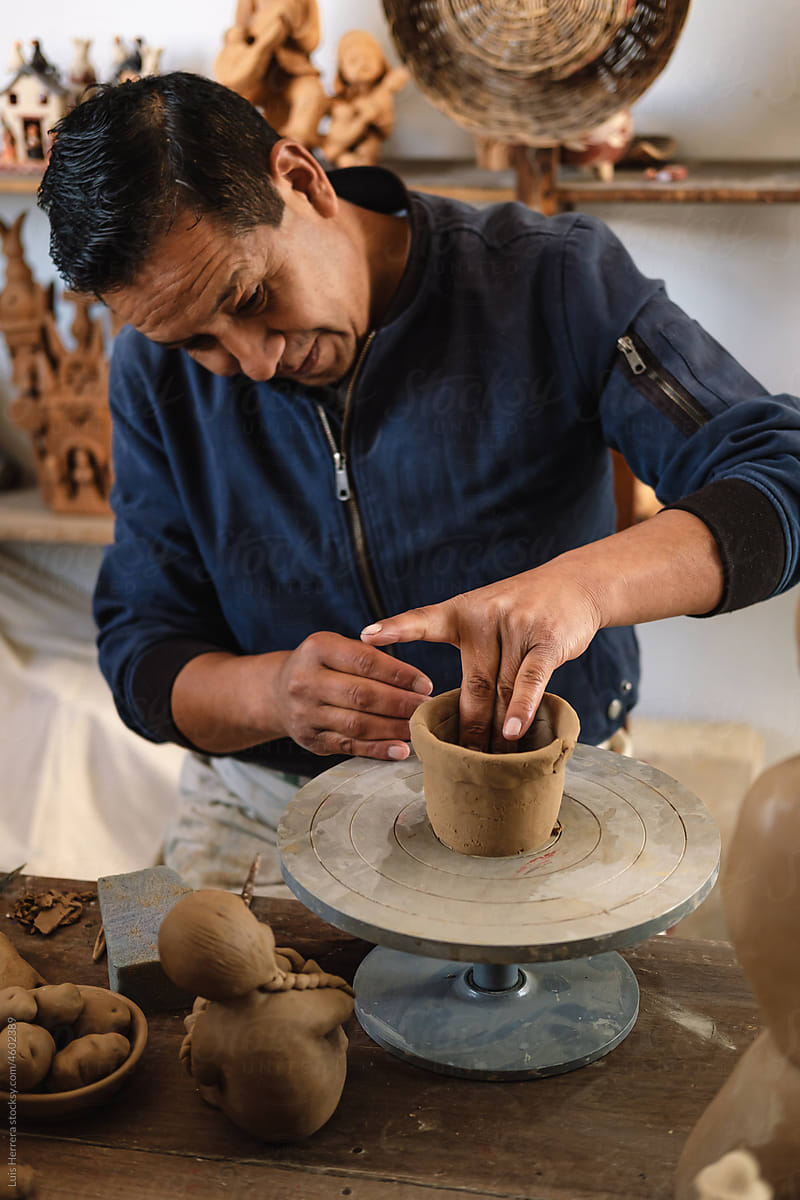 peruvian Artisan Shaping Clay
