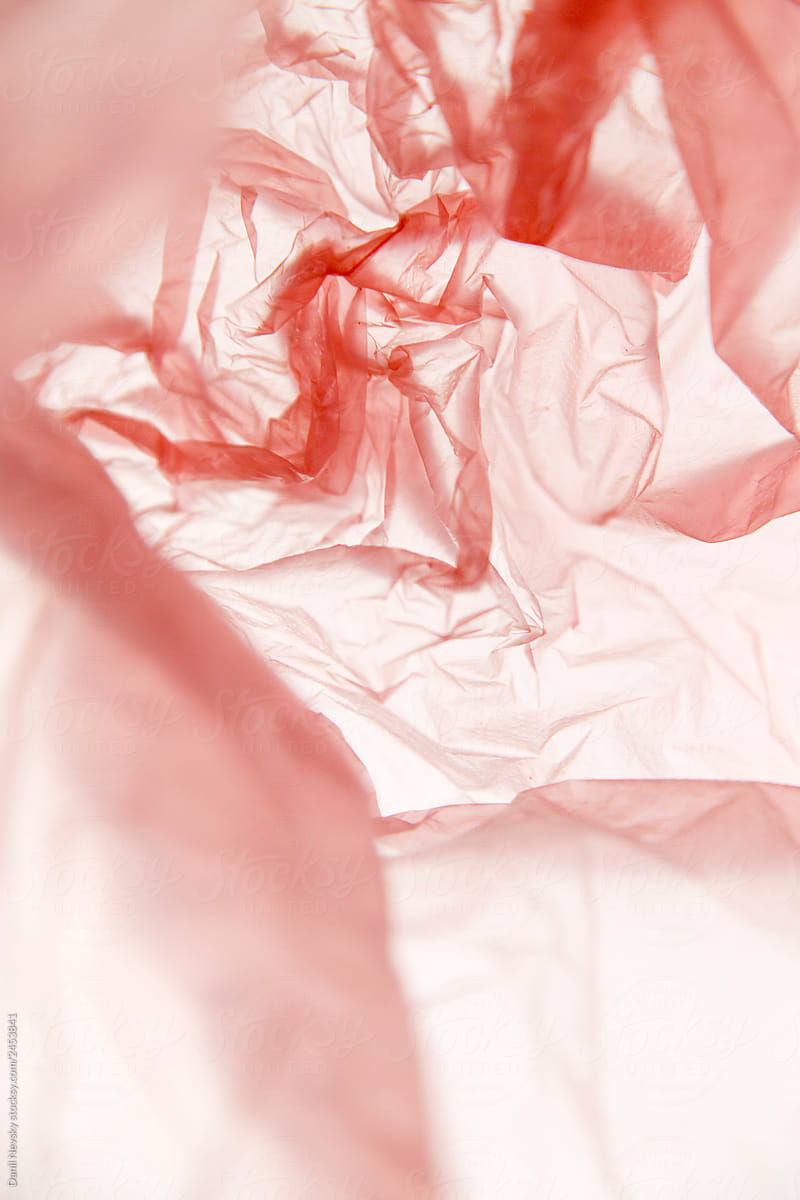 Used plastic bag of pink color