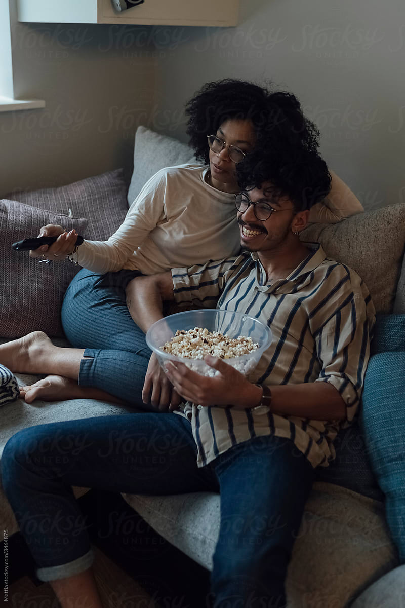 Couple Watching Television at Home