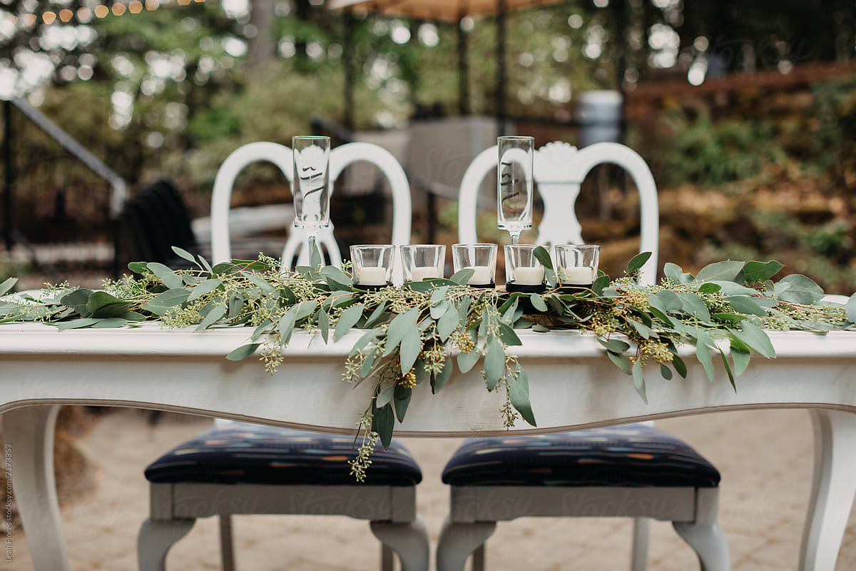 Bride And Groom Table At Wedding Reception By Leah Flores