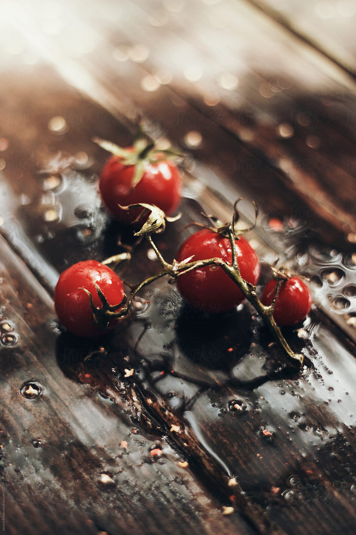Fresh cherry tomato on wooden table