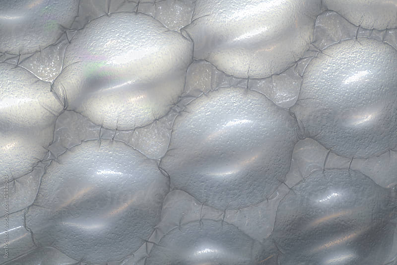 closeup of patterns and textures in bubble wrap, soft focus