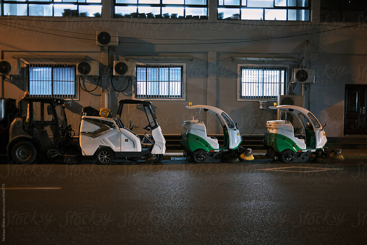 Street Cleaning Vehicles In Shanghai, China.