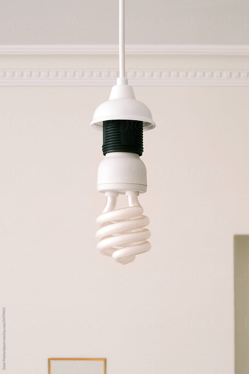 Energy-saving eco bulb in a chandelier without a chandelier