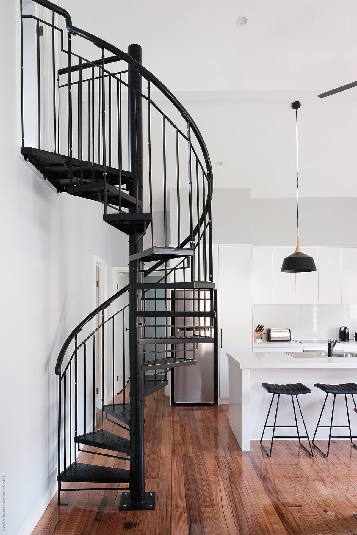 Spiral Staircase feature in modern home