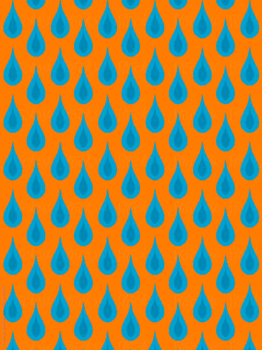 Blue Flame Repeating Pattern on Orange Background