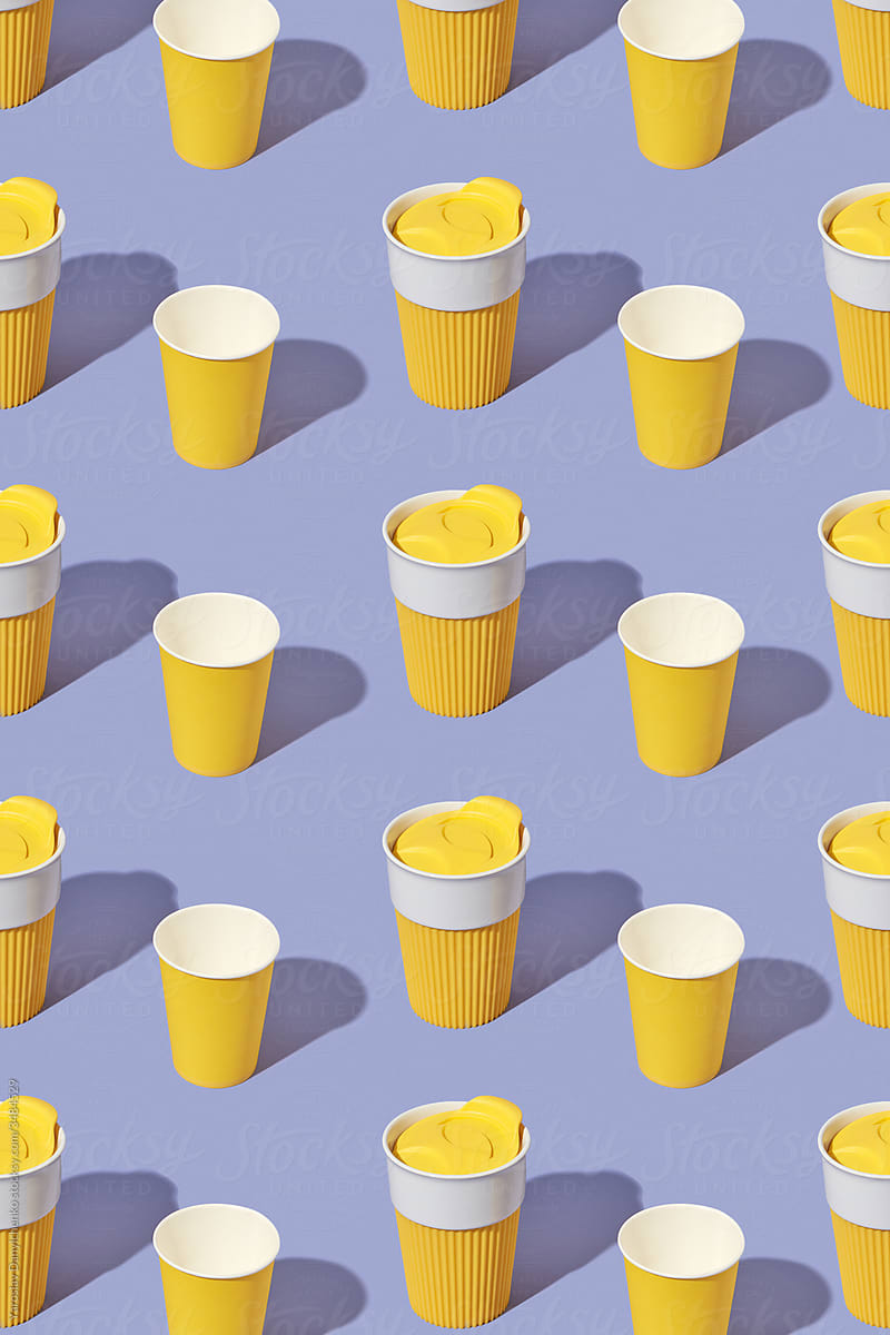 Pattern with paper disposable and ceramic reusable cups.