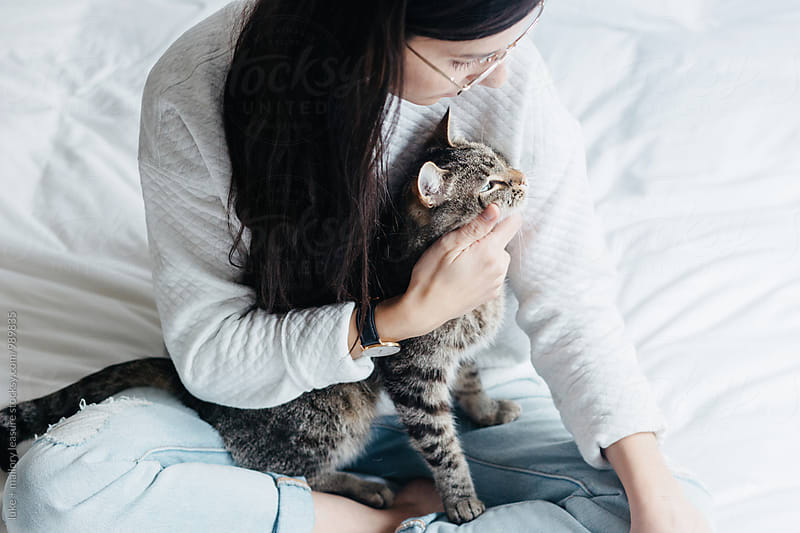 Girl with cute cat