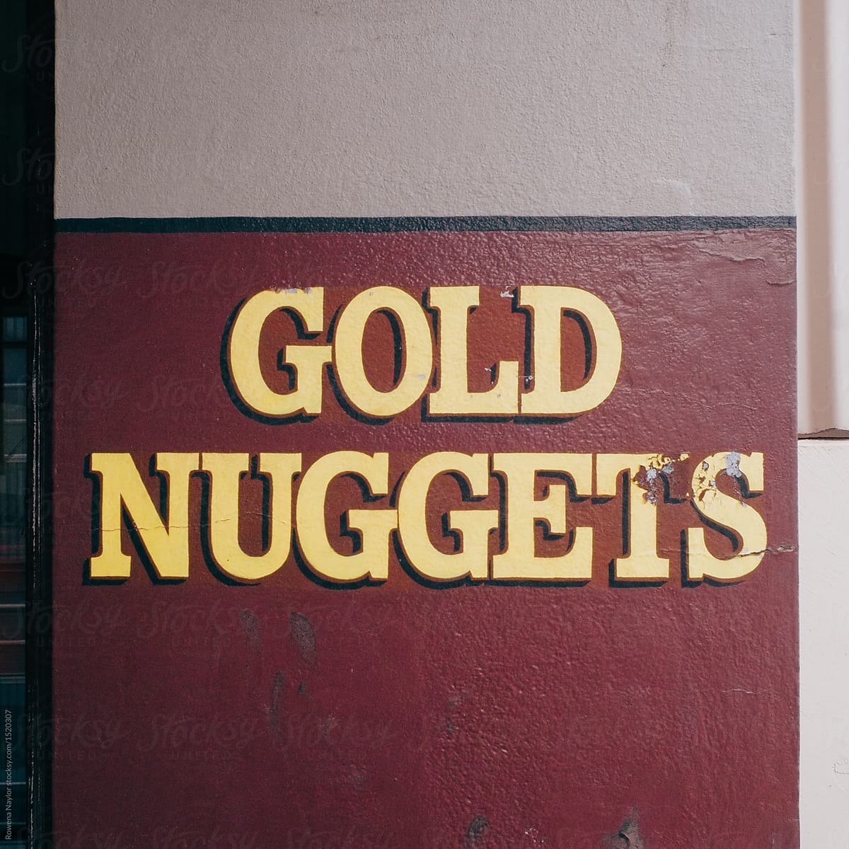 Hand painted sign of GOLD NUGGETS