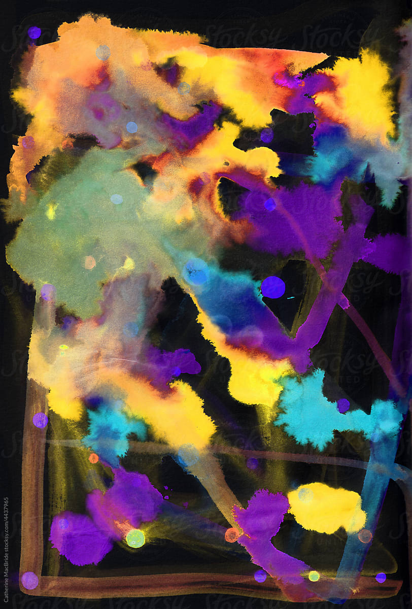 A Colourful Abstract Painting with line detail