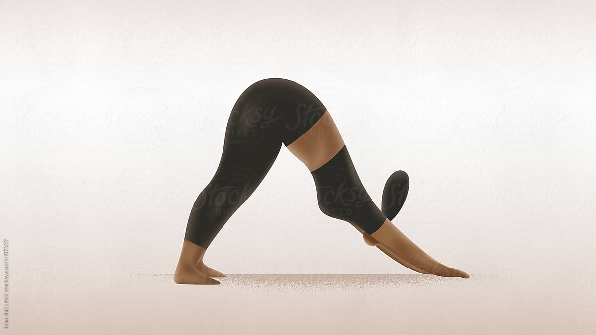 black woman doing fitness exercise in Downward Dog Pose
