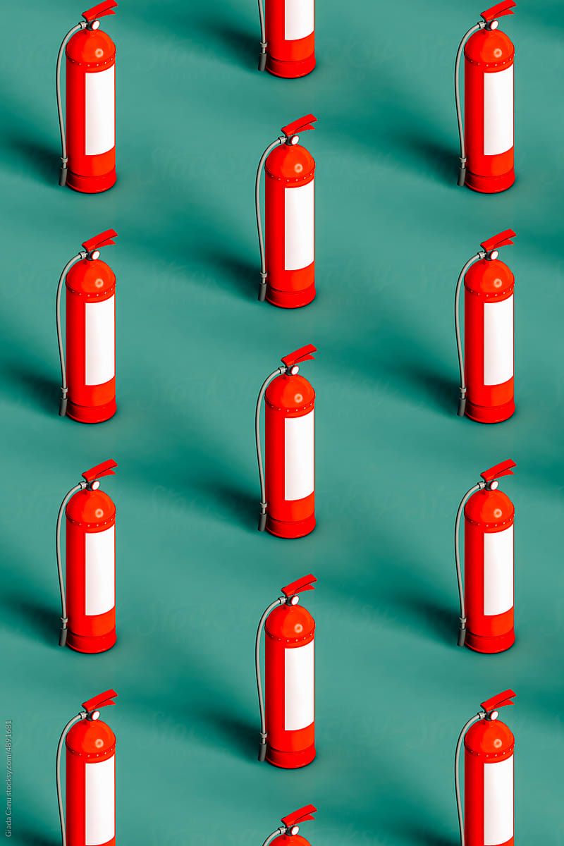 red fire extinguishers. a pattern