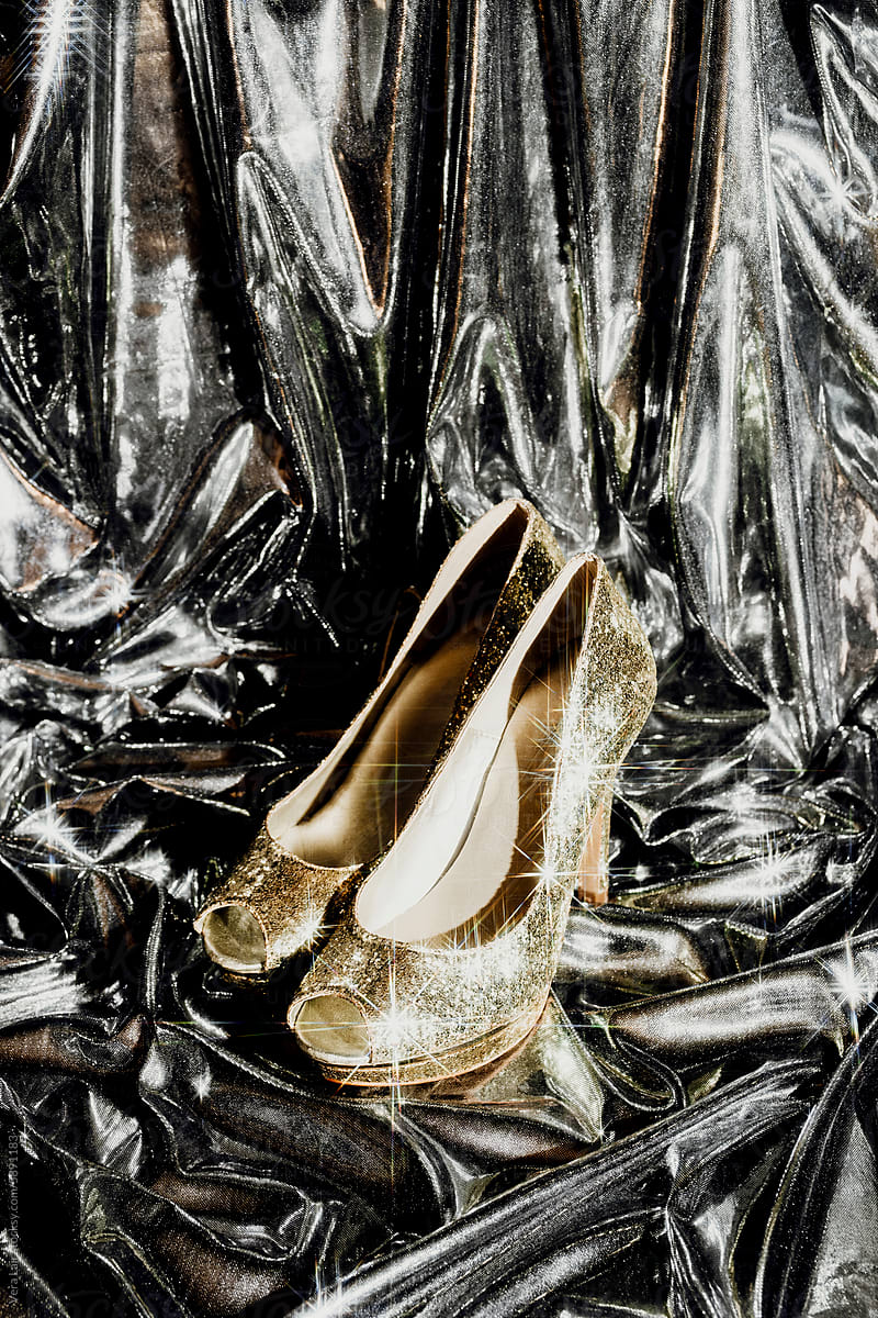 Golden stiletto heel
