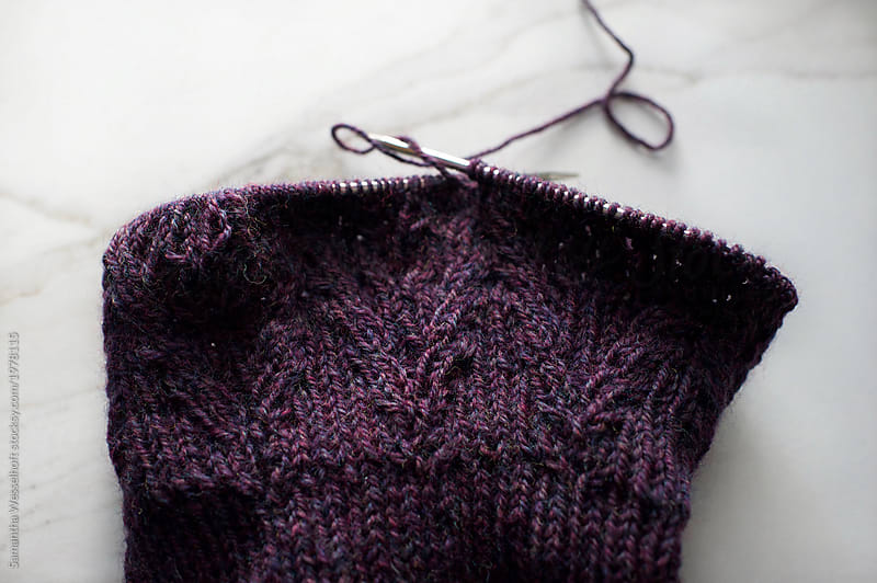 purple knitted cowl