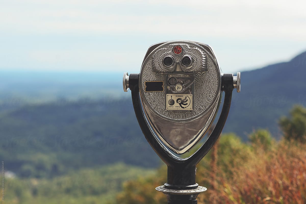 binoculars overlook the mountains