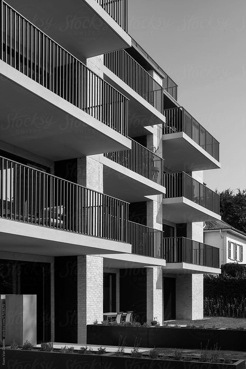 balconies in black and white