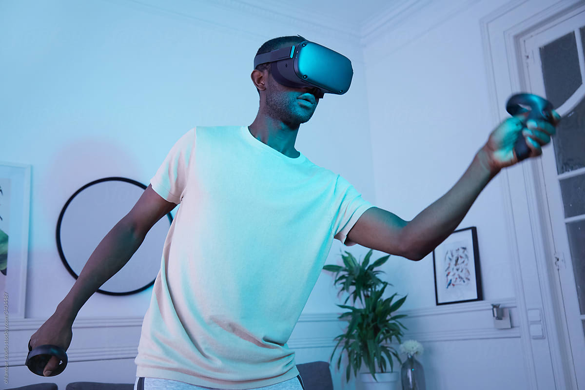 man playing VR