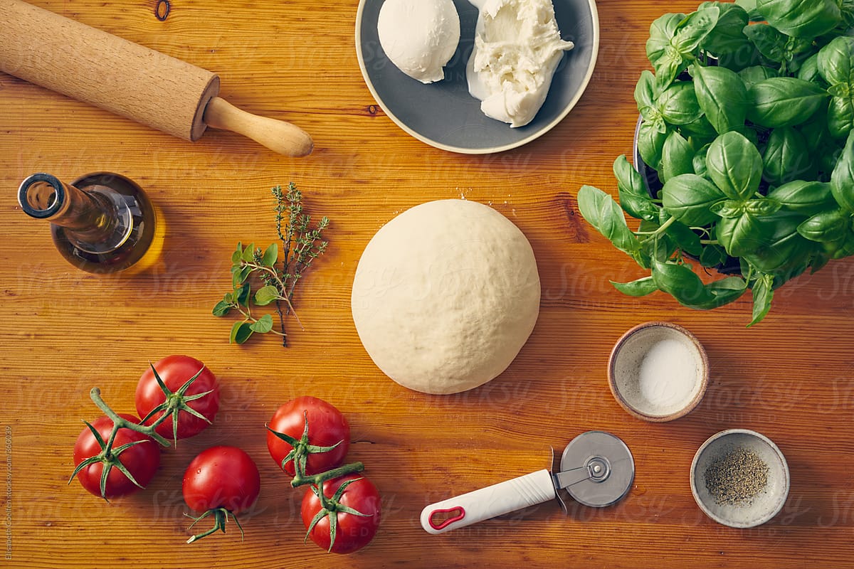 Ingredients for making pizza