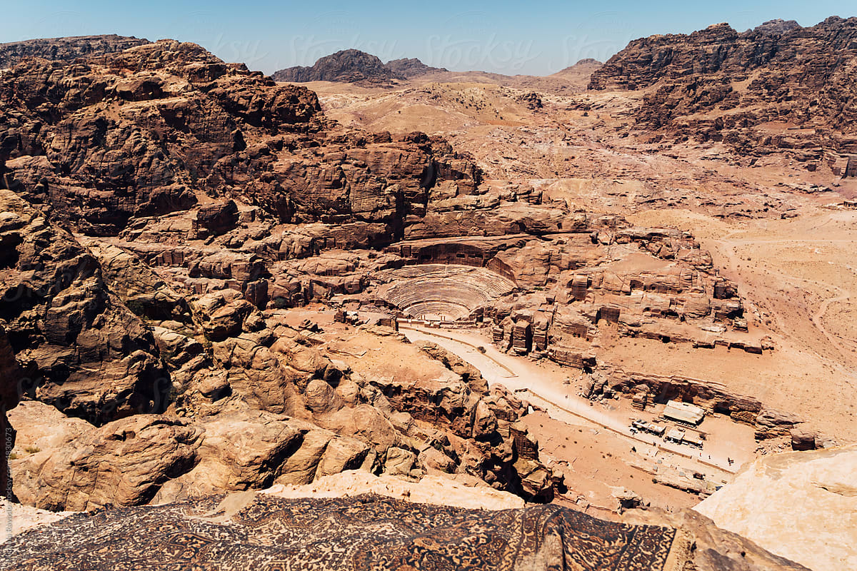 Top view of Petra with theater