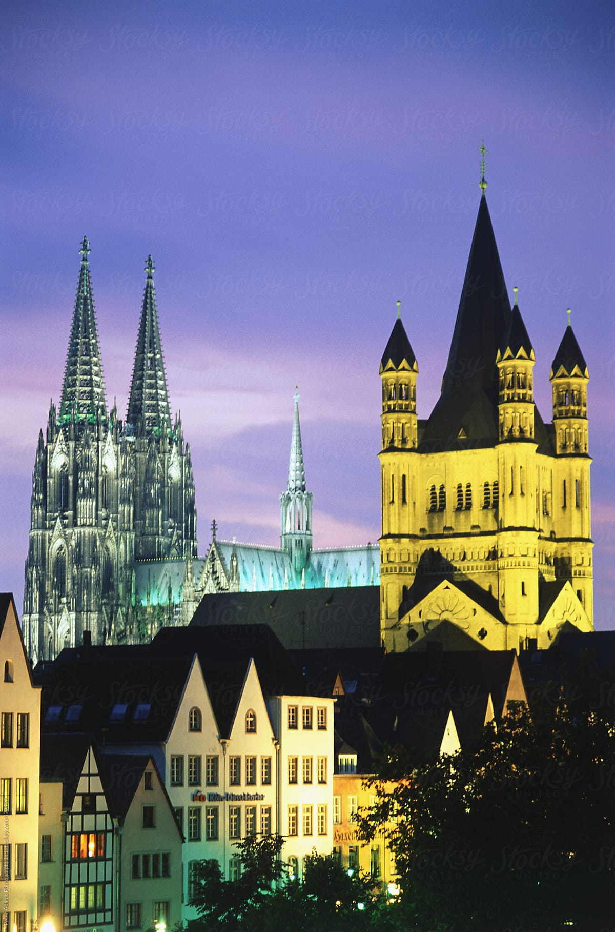 Gross St Martin and Cologne Cathedral, Cologne, Germany