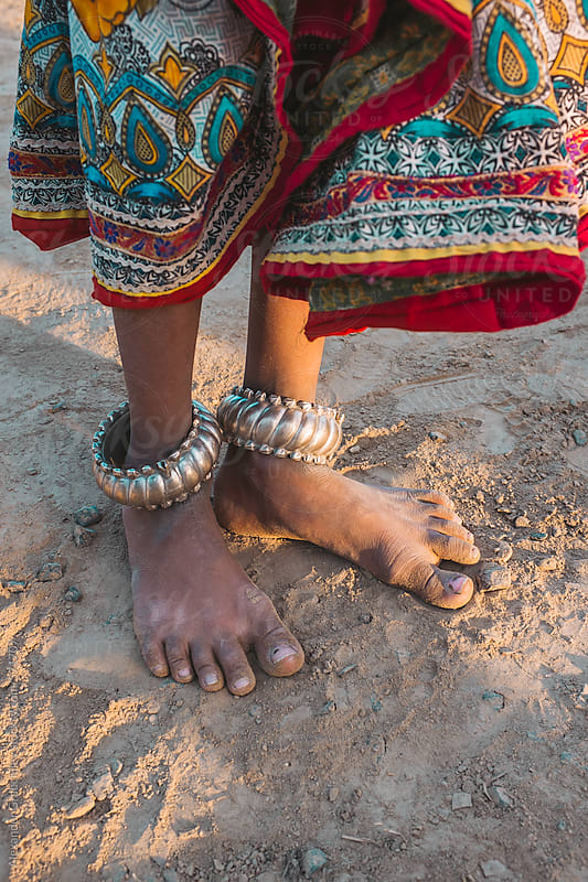 Close-up of Indian woman's feet with anklet by Alexander Grabchilev ...
