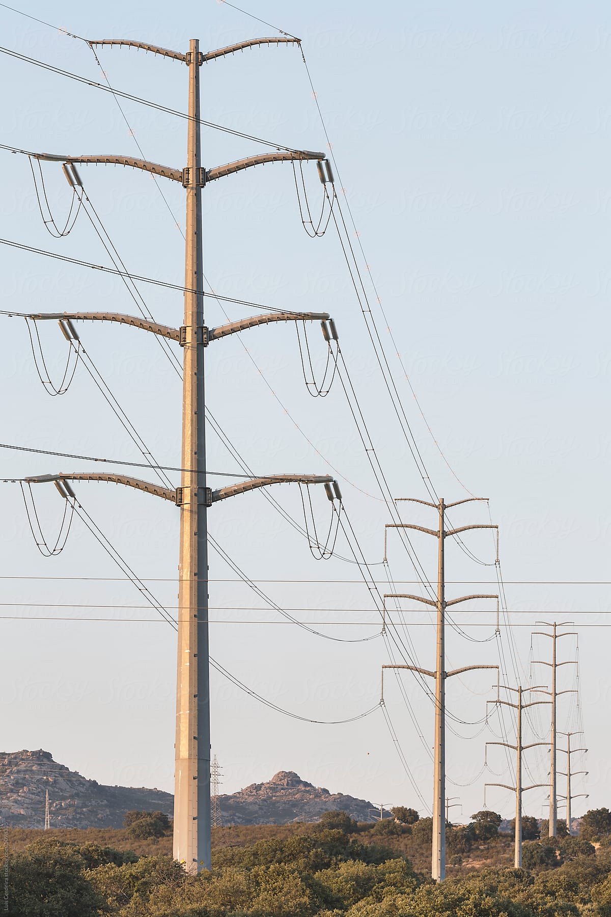 Electricity transmission line at dusk
