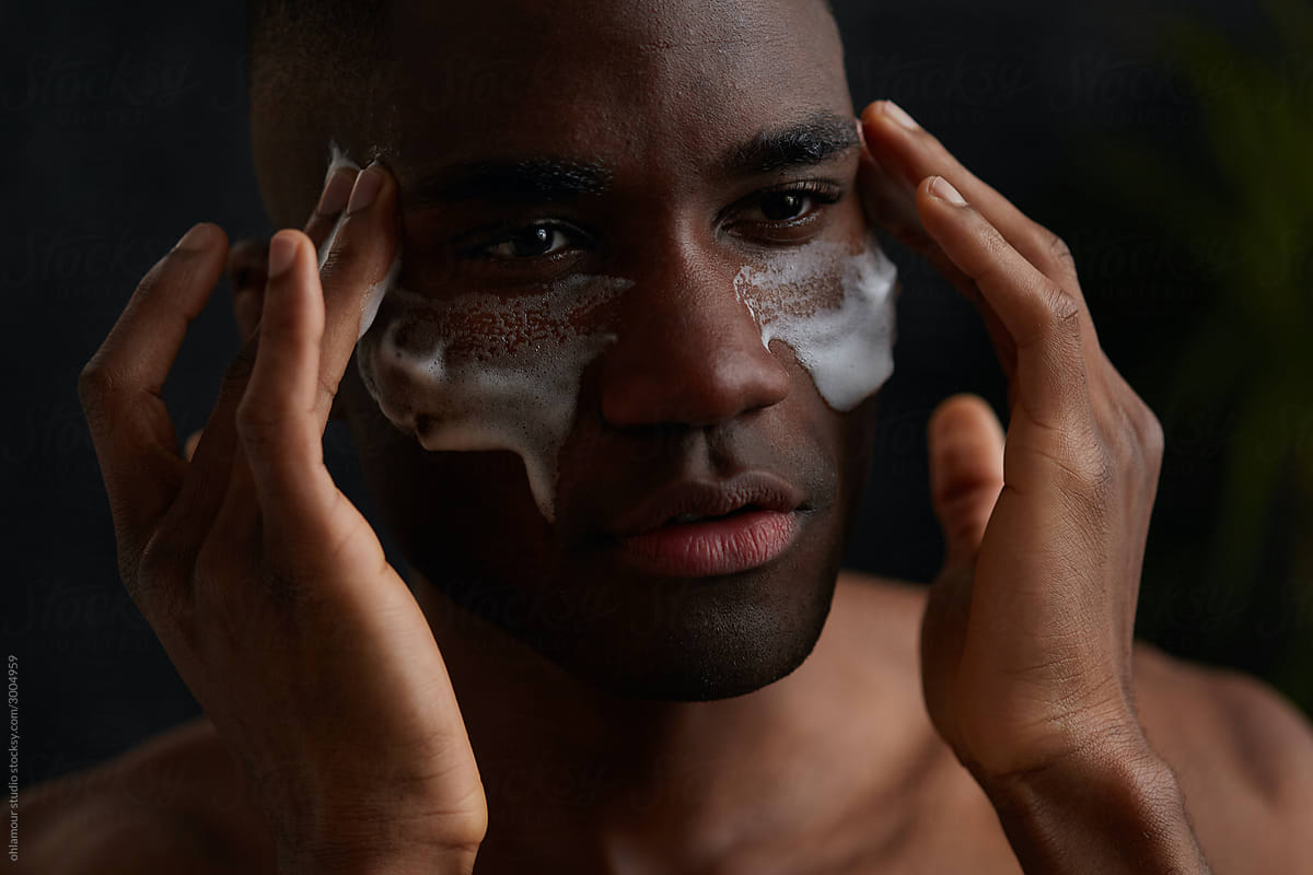 Skin-care facial man routine