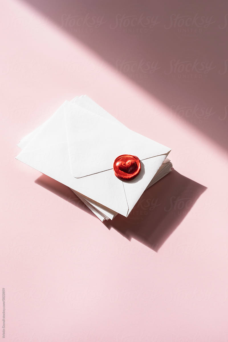 Envelopes with red heart seal