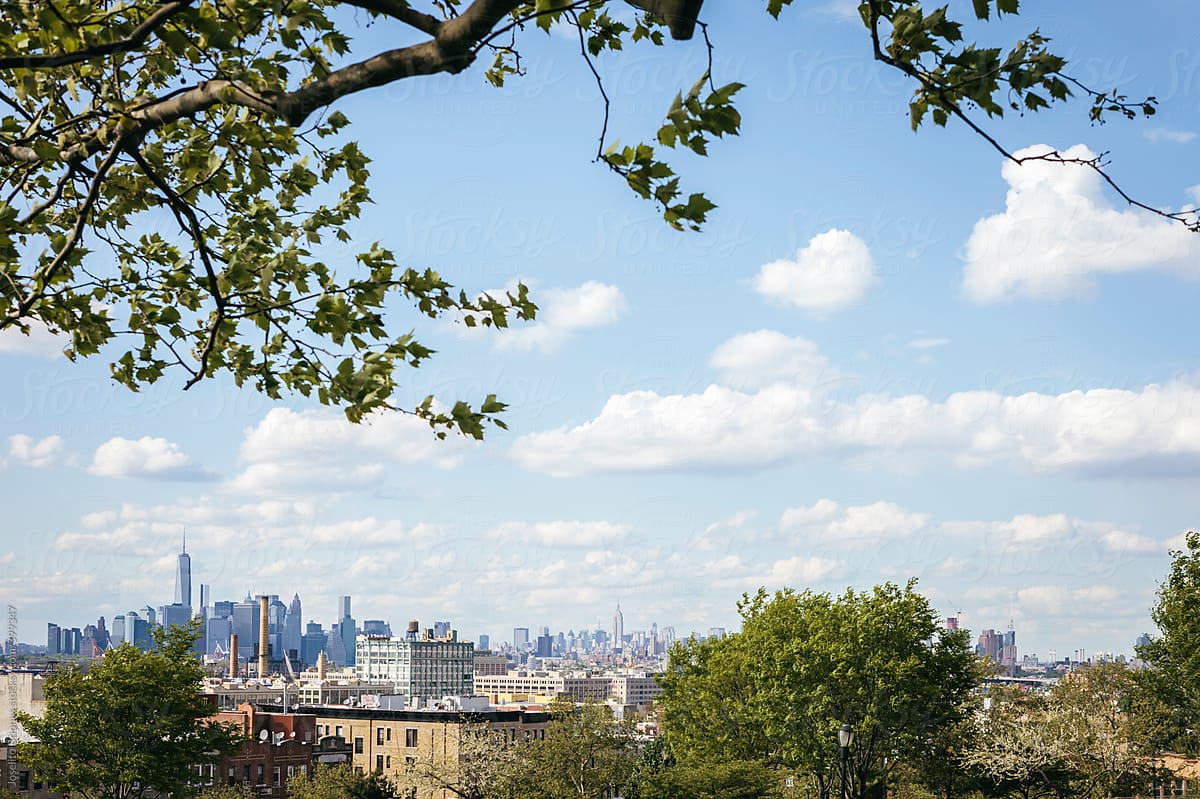 View of Downtown Manhattan Skyline as Seen from Sunset Park in Brooklyn, New York