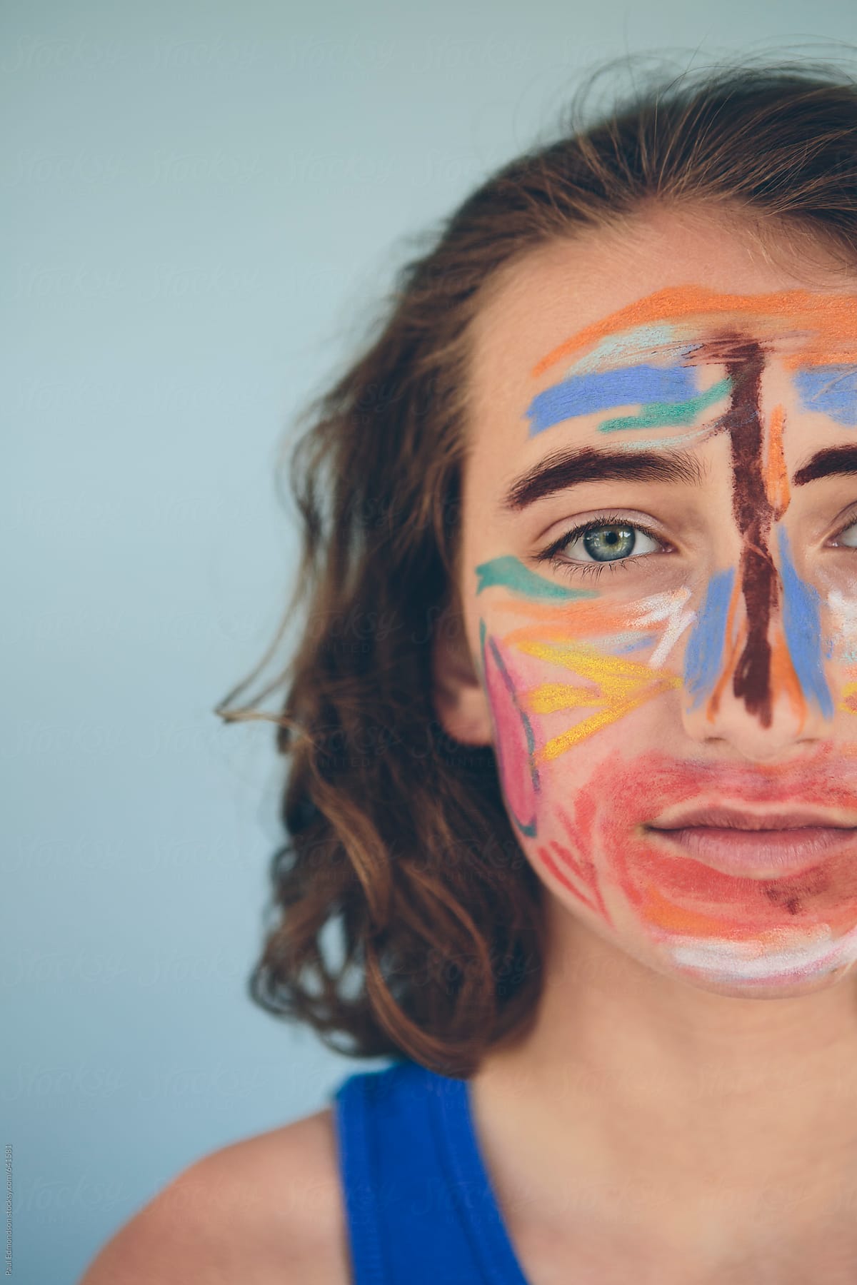 Portrait of girl wearing face paint