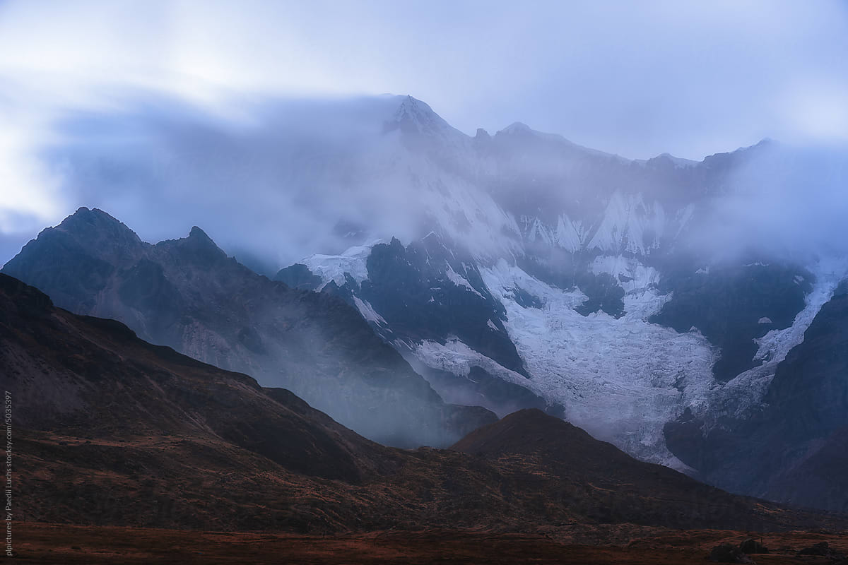Epic dark glacier landscape near Ausangate mountain in Peru