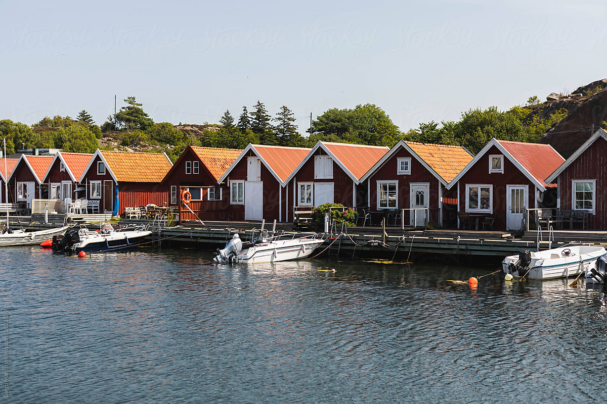 boat houses in a marina