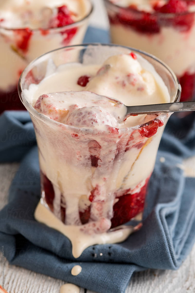 Melted Mess: Grilled Peach Melba Sundae with Raspberries