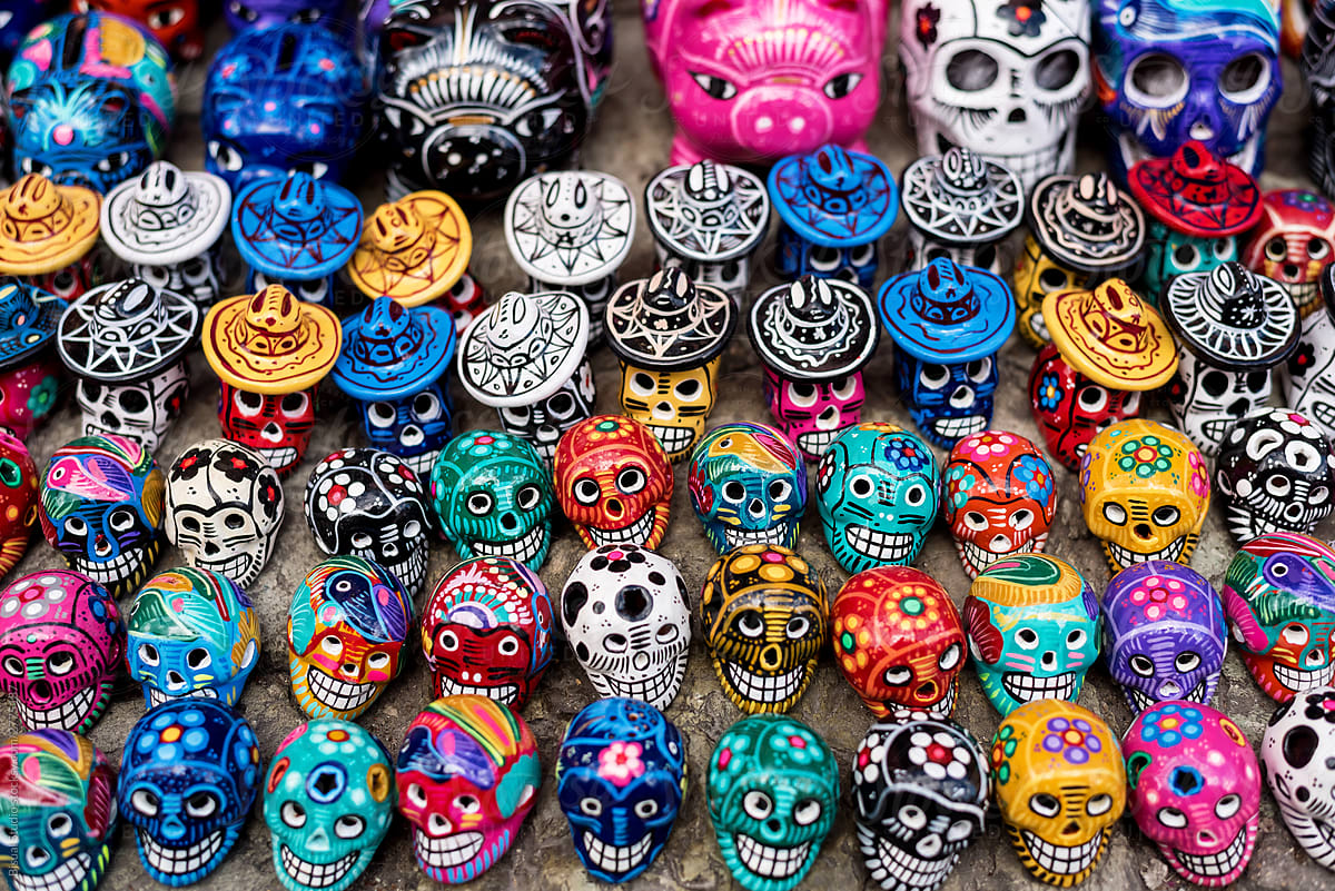 Mexican skulls on the ground