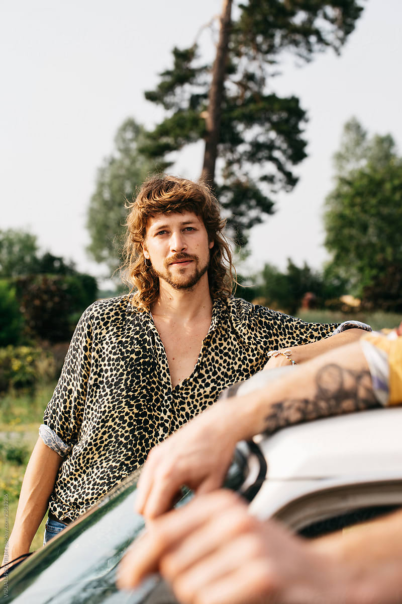 Male Hippie With Leotard Pattern Shirt