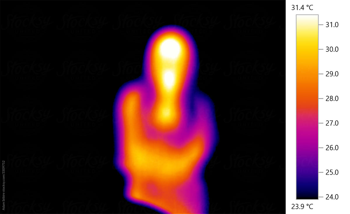 IR Infra-red thermal heat imaging - human person, ghostly alien form