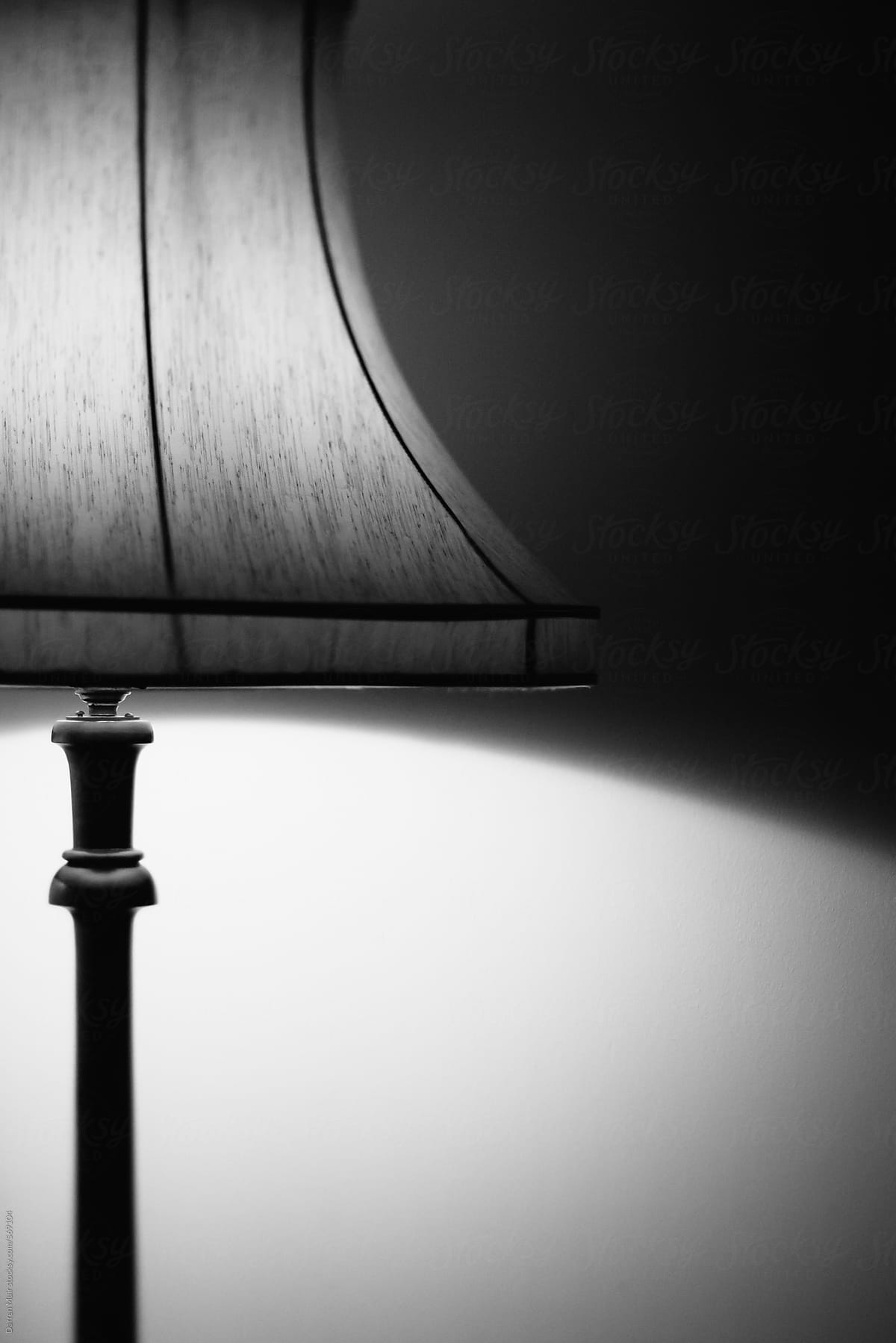 Cropped view of a standard lamp and shade.
