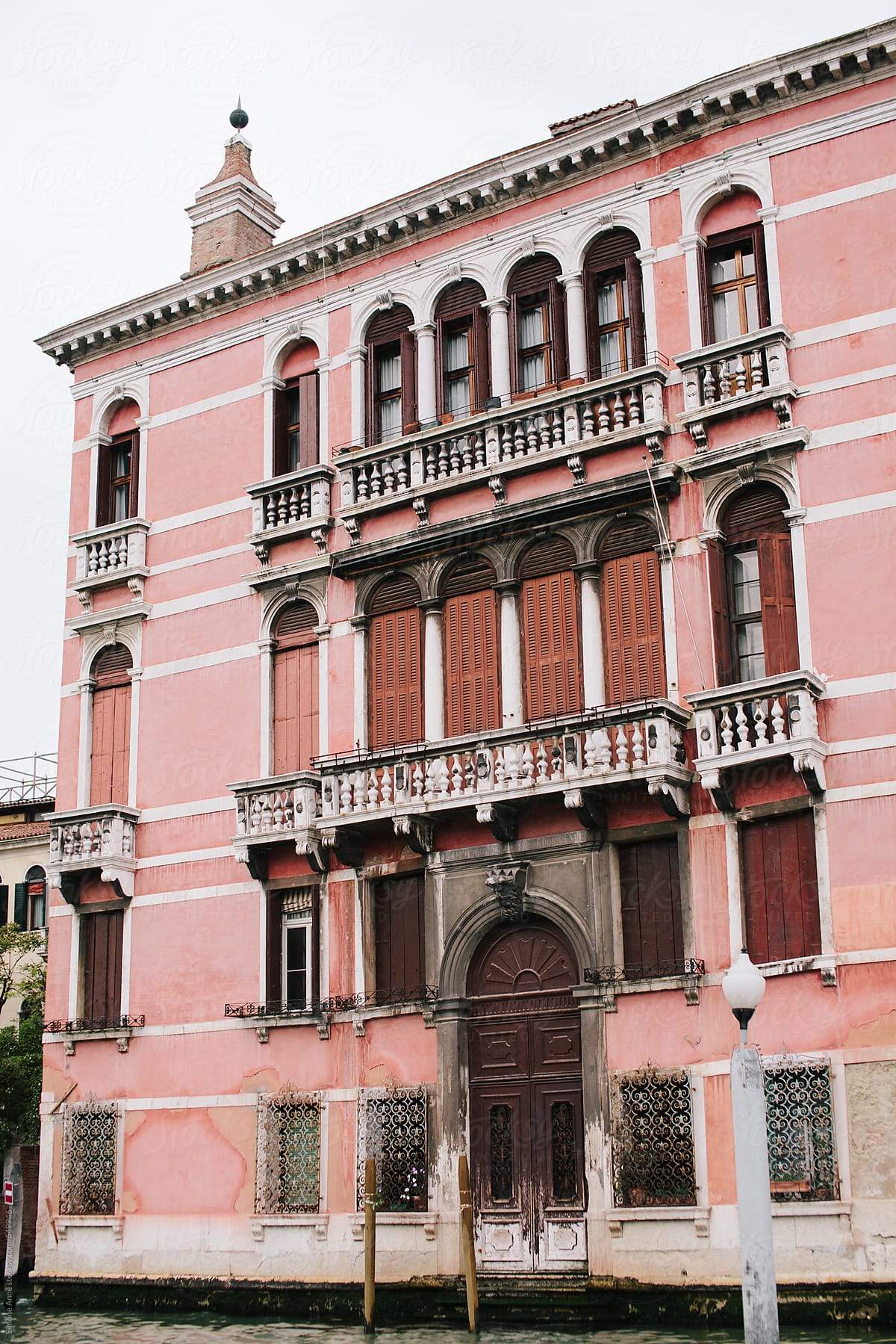 Pink building in Venice Italy