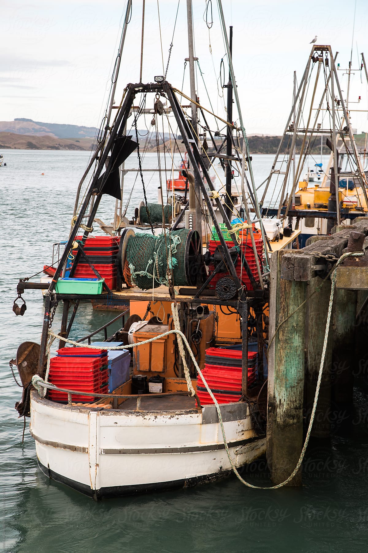 Commercial fishing boat at dock