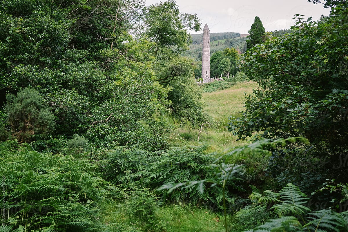Countryside in Ireland with Ancient Cemetery