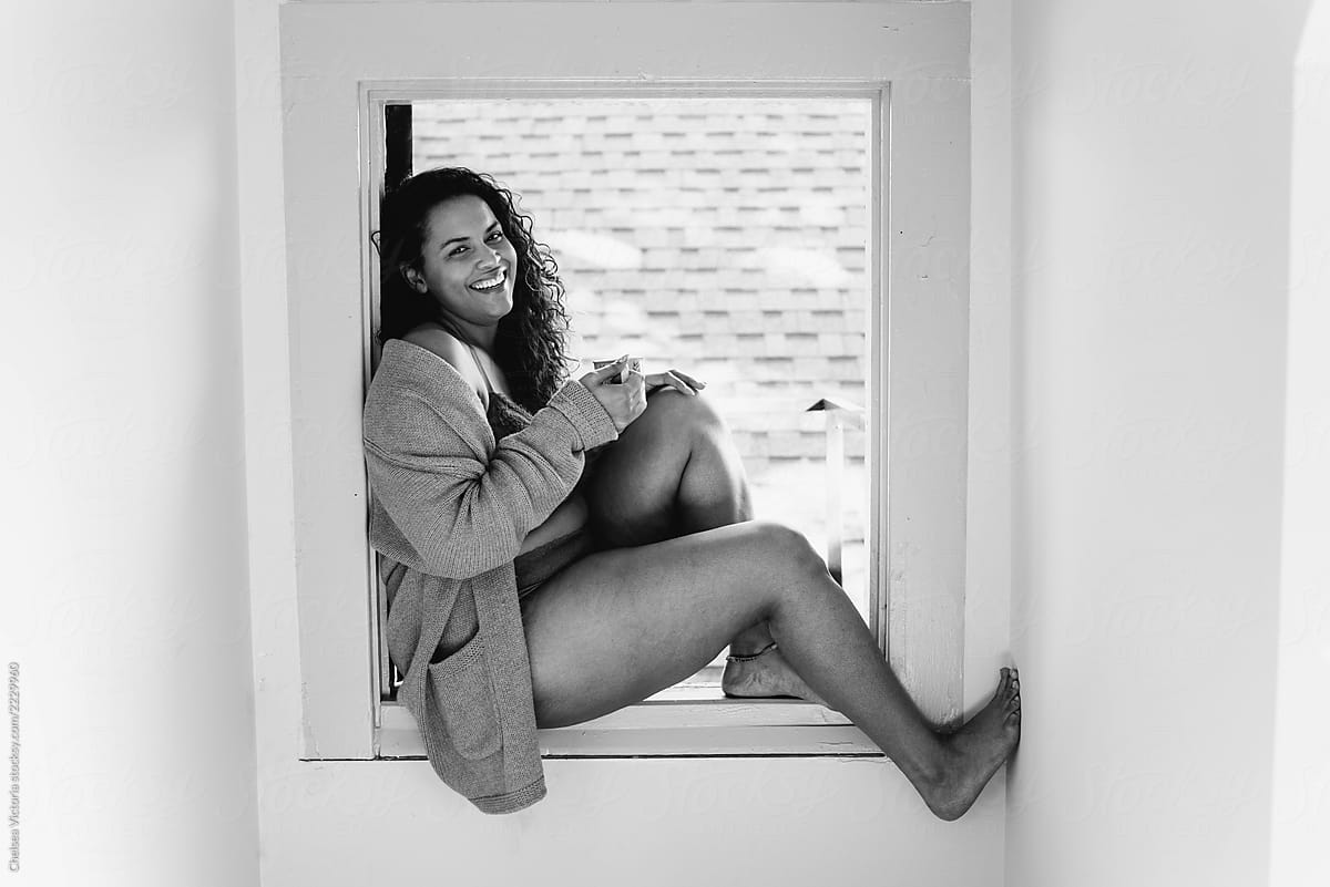 Portraits Of A Beautiful Pluz Sized Woman In Her Bra And Underwear At Home  by Stocksy Contributor Chelsea Victoria - Stocksy