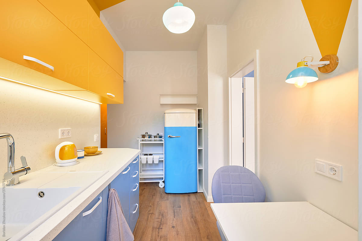 Kitchen with yellow accents