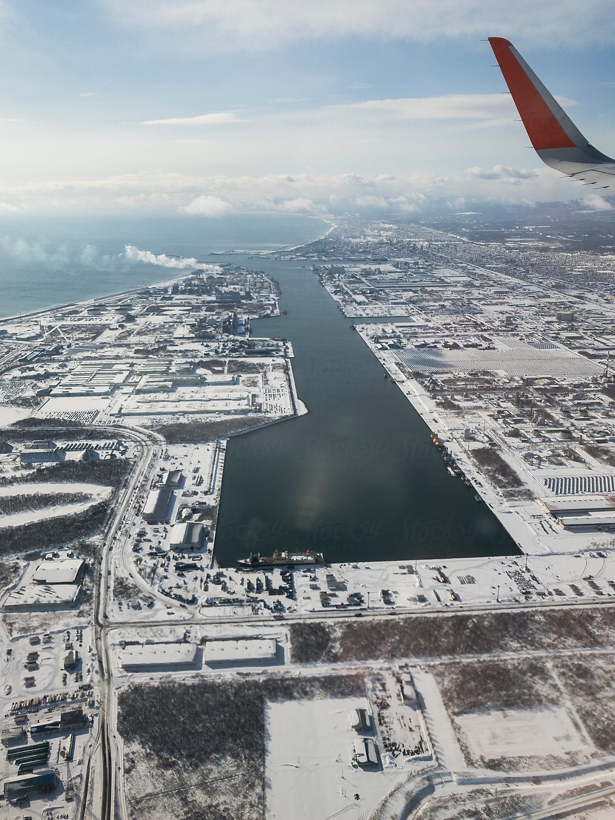 Aerial view of Hokkaido island Japan