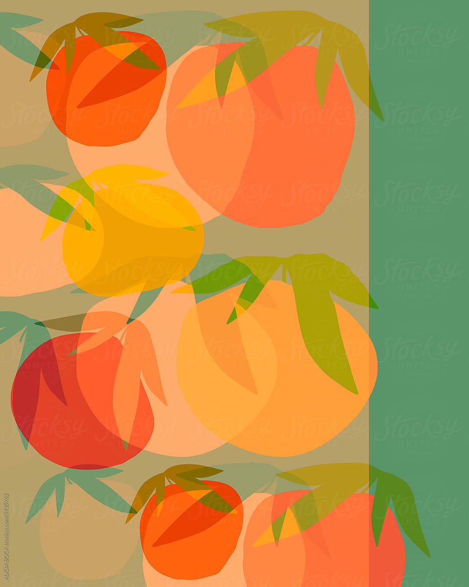 Abstract Fruit Illustration In Warm Spring Tones