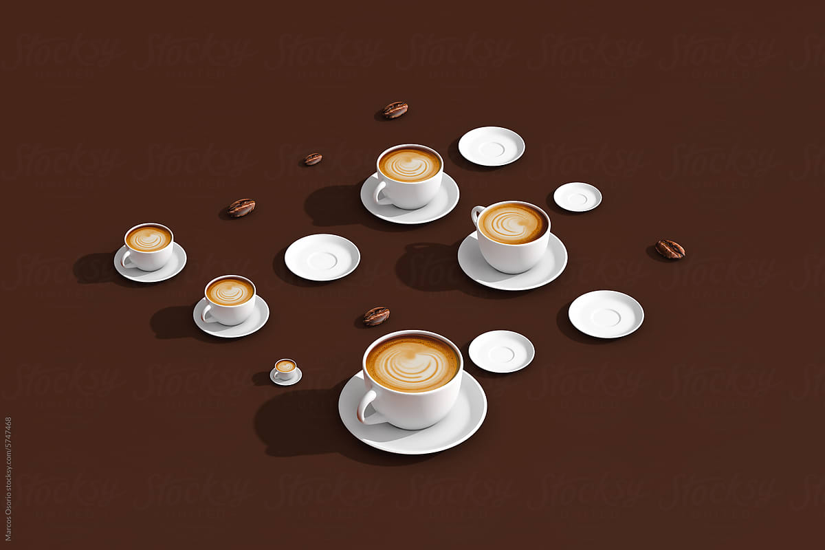 A table topped with lots of coffee cups and saucers