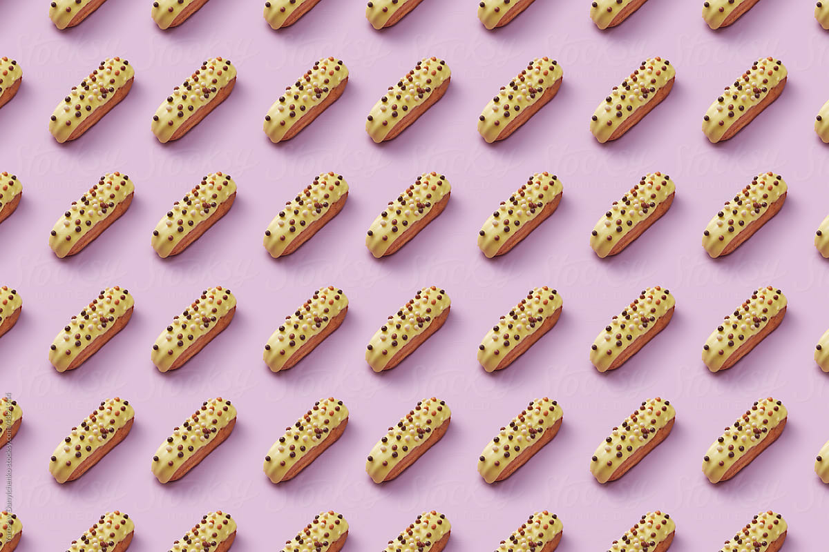 Pattern of yummy sweet eclairs