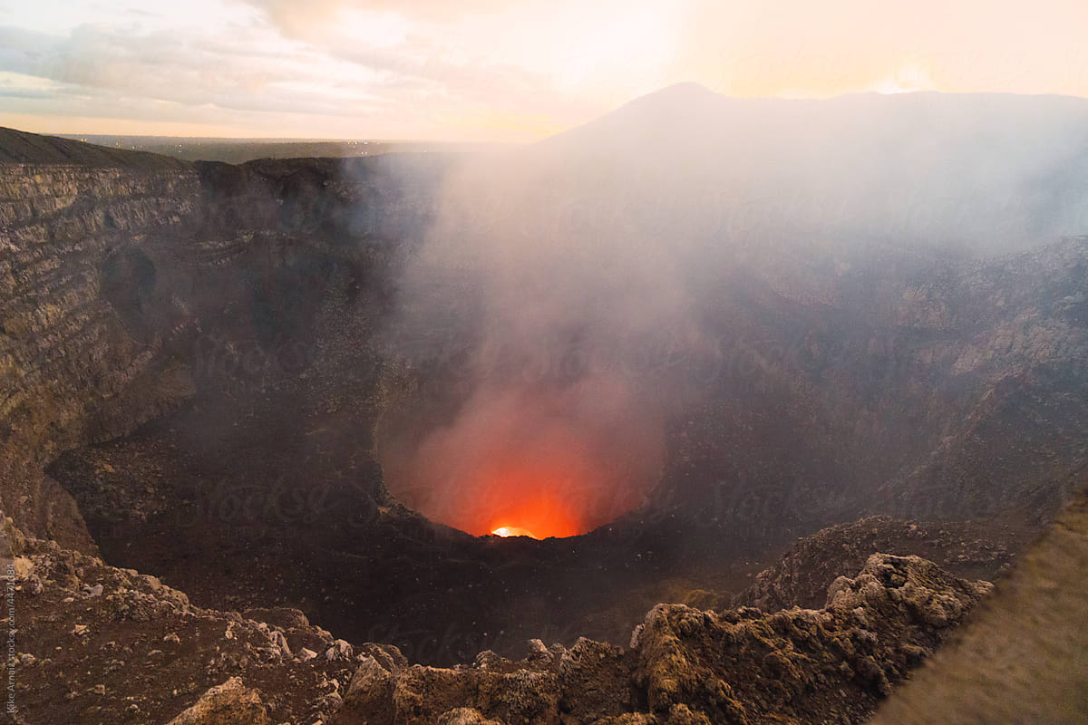 Shot of Masaya volcano\'s crater